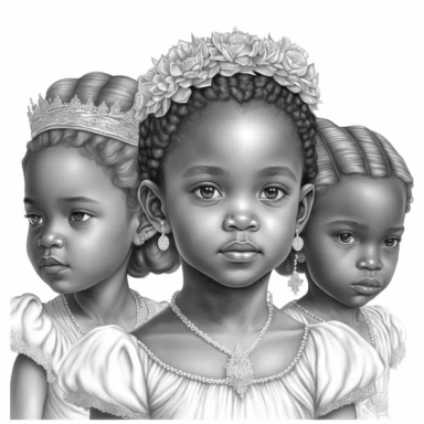 realistic cartoon style, clipart,grayscale coloring page prachtige afrikaanse prinses met vlechtjes en sieraden,--ar 2:3