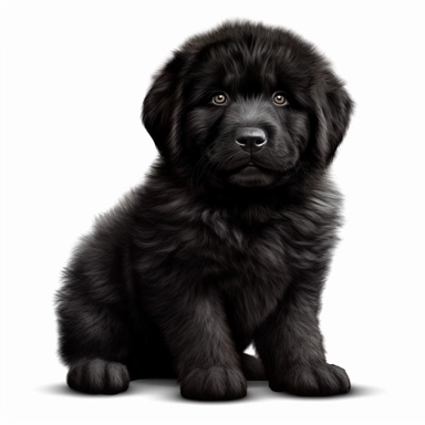 Dog Puppy breed Newfoundland big fluffy black 3D clipart