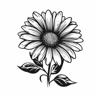 daisy flower clipart, black vector, single vector, on white background--ar 3:2