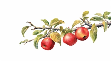 Botanical illustration, a branch of apples, sharp outlines, sharp handwriting watercolor clip art, comics, full size watercolor, watercolor style, Timothy Easton's style photo-realistic, ultra sharp, simplicity, higher coherence, minimalism, ultra detailed, hyper realistic details, beautiful, modern, OC rendered, 32k uhd , insane details, intricate details, Photoshoot, Depth of Field, captured with Phase One XF IQ4 camera , 200 Mega Pixel lens,