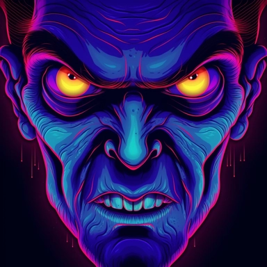 dracula, glowing eyes, clipart, Halloween, glow in the dark, neon, uhd, vivid, colorful, highly detailed