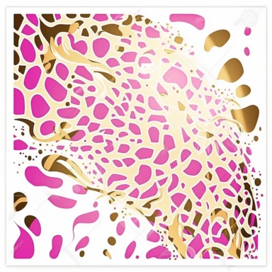 Clipart, abstract art pattern, leopard print and pink shimmer lineer patterns in watercolor style, white solid backround