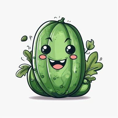 cute Cucumber, happy and smiling, bold line, clipart, sticker, white background, no shadow, 8k detail