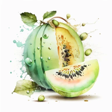 Honeydew, clipart, watercolor,White backgroun