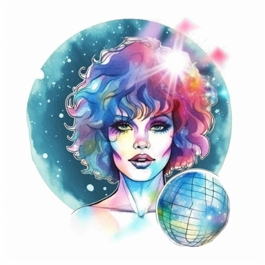 disco grungecore clipart, watercolor pencil sketch isolated on white background