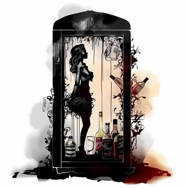 shawn coss silhouette, bar fridge clipart, add some color shades, vintage style, old fashion, artwork, white background, 4k, detailed