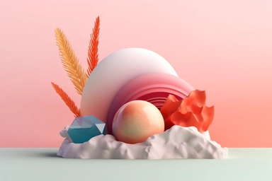 3d abstract summer nature beach object clipart with Gradient Color Overlay Background, minimal, soft color, artistic, high resolution, 8K,