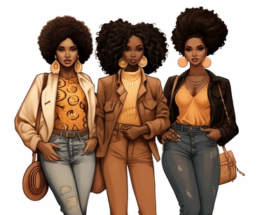 3 girls per grid, Black Girl Magic, Beautiful braided hair styles, Fashion Nova Themed Clipart, Black Girls Magic Clipart, Black Women Clipart, Black Girls PNG, Black Girl Sticker/Planner/Journal/Print Lady boss clipart, Boss Fashion clipart, Fashion Girl Clipart, Boss Girl clipart, Fashion Illustration, Afro lady clipart