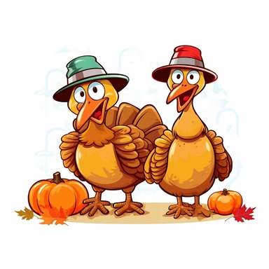 fall funny turkey and pumpkin cartoon in vivid colors clipart on a white background , in the style of rural america, high resolution, sarah purser, rural life scenes, large canvases, illustration, celebration of rural life , no watermark, text, words, paintbrush, 300 DPI, the images do not stick together, no text in the picture
