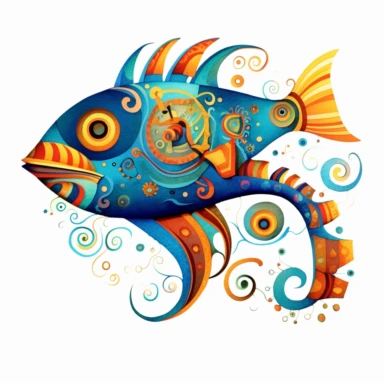 a whimsical fish clipart on white background