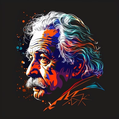 two-color clipart of albert einstein