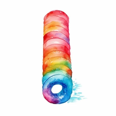 watercolor colorful clipart of a bright pool noodle, hd, on white background