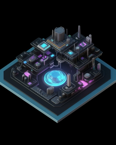 isometric perspective, game sprite, futuristic landing pad, gaming asset, sci-fi, fun, creative, cartoon, clipart, hyper-detailed, black background,