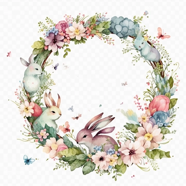 Easter wreath, Disney animation, watercolor, clipart, white background, no background, clipartmax,