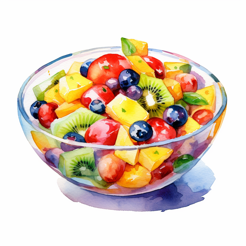 watercolour fruit salad clipart, hd, on white background, spaced out ar ...