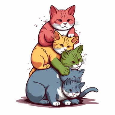 A stack of funny and cute cats in LGBTQ pride colors. Vector illustration for t-shirt, hoodie, website, print, app, logo, clipart, poster and print on demand merchandise.