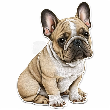 cute french bulldog clip art, sticker, white background, no text