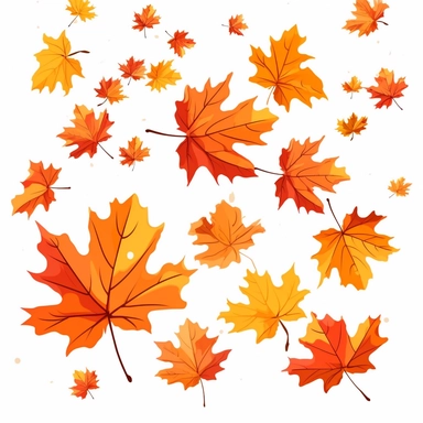 simple vector image of maple leaves falling, orange, yellow, brown clipart
