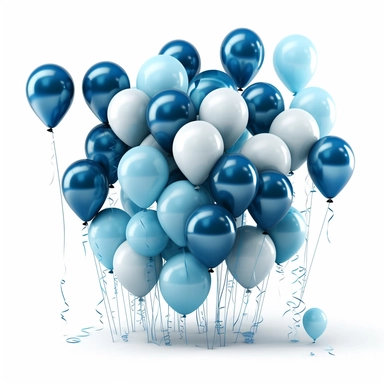 clipart bundle of different shades of blue balloons, white background