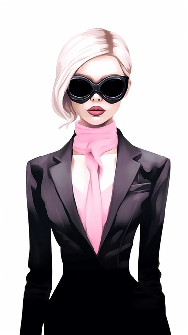 Faceless clipart, Boss girl clipart, Fashion illustration, woman clipart, Look Clipart, Fashion clipart, woman clipart, pink and black toned, royal, cartoon, painting