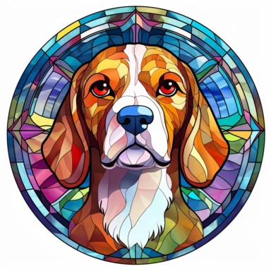Stained Glass Beagle Dog Sublimation Clipart, Stained Glass Beagle Dog Portrait, Mandala background Stained Glass, Colorful Stained Glass, Suncatcher, Rainbow style of Stained glass, Colorful Stained Glass, Cricle Stained Glass, on white background