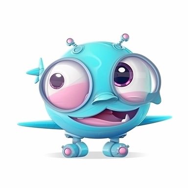fantasy happy cute airplane mamal face, cartoon, clipart, mascot, isolated on white background