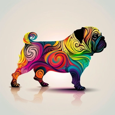 karate pug hawaiian colourful anime manga kawaii cute vibrant clipart trippy vivid