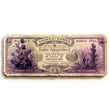 a clipart of a ticket with french lavender on it, vintage style