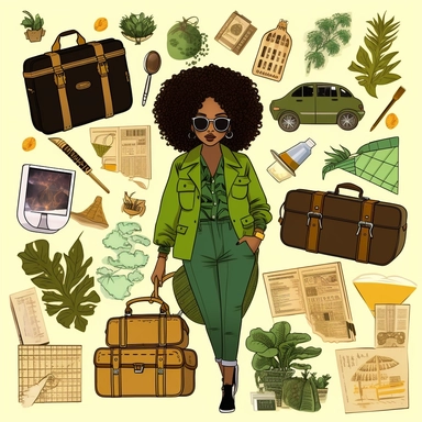 Black Woman ClipArt, Rich Auntie ClipArt, Digital Stickers, African American Clip, Digital Planner Stickers, Black Girl Clipart, travel, green 2:3