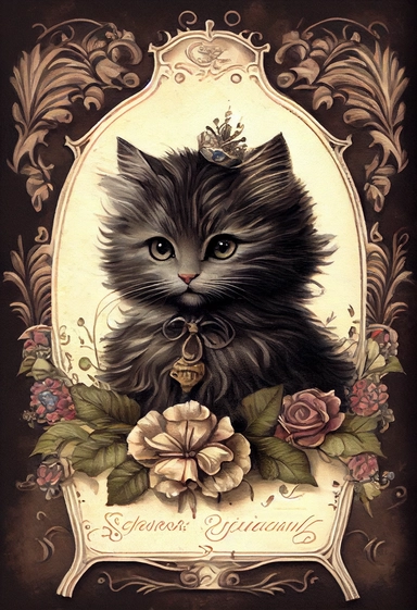 an adorable victorian cat by [Rebecca Latham + Sarah Stribbling + sumi-e + nicoletta ceccoli], Easter theme, epic scene, dark dark academia watercolor vintage CLIPART, illustration, hyper realistic, intricate detail clipart, watercolor, painterly, Jean-Baptiste Monge, drawing on top of old grunge beautiful scrapbooking background paper, old paper texture, decoupage printable digital background, distressed borders, vintage borders, grunge borders, shabby borders
