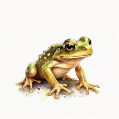 Woodland cute baby frog Clipart realistic Watercolor, jumping, white background, hd