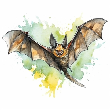 watercolor art of halloween bat, in the style of realistic and hyper-detailed renderings, sketchfab, ahmed morsi, realistic watercolor paintings, use of common materials, handcrafted designs clipart yellow and green with background removed