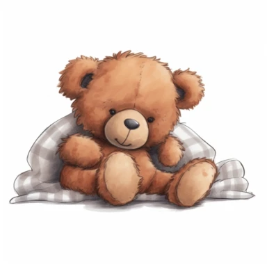 Teddy Bear Take a Nap Clipart,white background