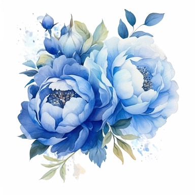 Blue Peonies png, watercolour peony clipart, peony illustration, floral clipart, watercolour flower clipart, watercolour png