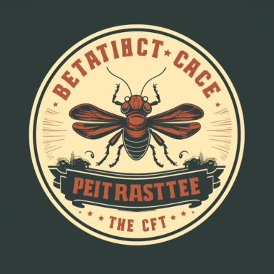 vintage logo pest control company, clipart, funny, nice