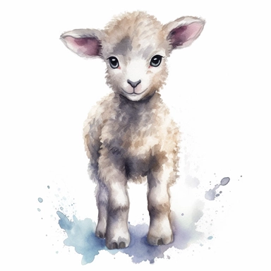 Baby sheep watercolour clipart full body