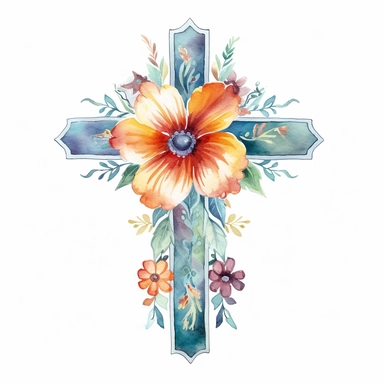 watercolor cross clip art boho on white background