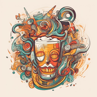vector art, logo design, happy drunk beer drawing, happy drunk beer clipart, transparent background, 4k quality, flawless drawing , Alebrije, abstract, Illustrators, by Sabbas Apterus, bar culture, amazing pub scene