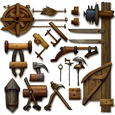 carpenter tools, clipart style, world of warcraft equipment style