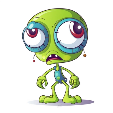 cute cartoon alien, colorful, in the style of george ault, clipart, white background