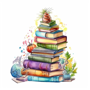 Watercolor Bookworm Life Clipart, isolated on white background