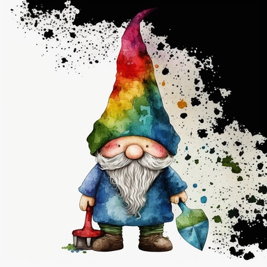 Cute Gnome Autism Watercolor Clipart, clipart, white background, no watermark, no text, no word