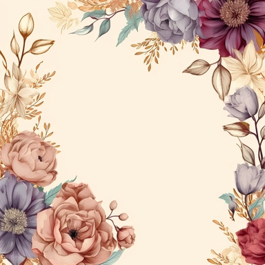 wedding invitation cover page, floral, with space to write names, appealing flowers, blank space in middle, romantic, decent design, beautiful flowers, modern layout clipart