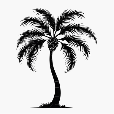 flat palm clipart black on white background