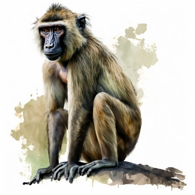 baboon clipart watercolor realistic full body