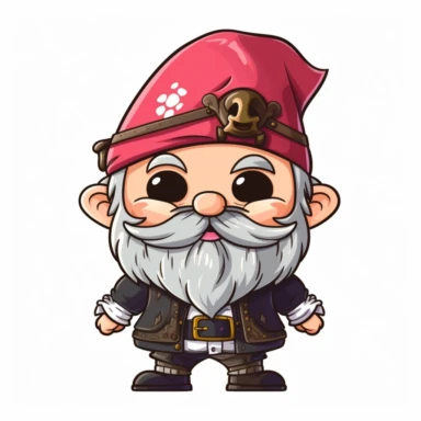 clipart, male kawaii Pirate gnome, kawaii Pirate gnome, isolated on white background, no background