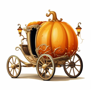a clip art or vector style pumpkin carriage from the movie cinderella on a white background