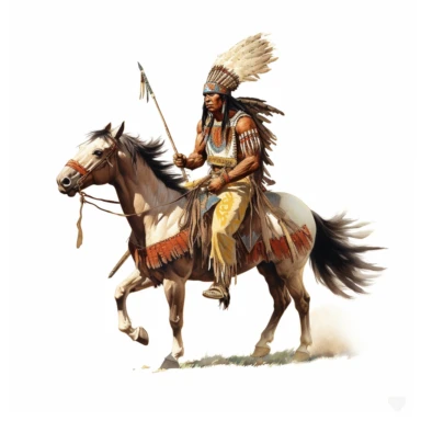 Comanche warrior, full length, clipart, white background