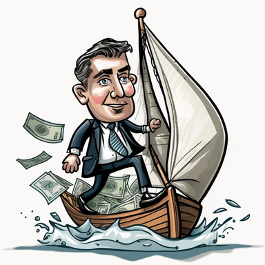 clipart business man on sailboat money bags