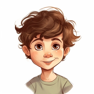cartoon, clipart, stock photography, white background, vector, little boy with brown hair, portrait ,